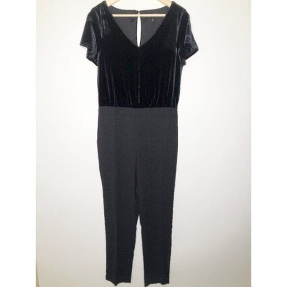 White House Black Market Pants - WHITE HOUSE BLACK MARKET VELVET BODICE JUMPSUIT 